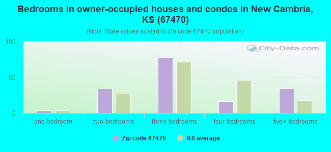 Bedrooms in owner-occupied houses and condos in New Cambria, KS (67470) 