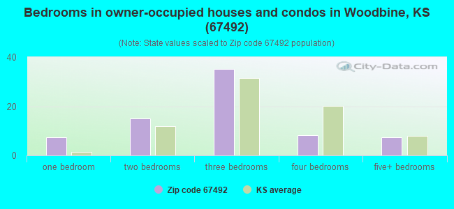 Bedrooms in owner-occupied houses and condos in Woodbine, KS (67492) 
