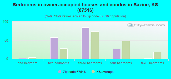 Bedrooms in owner-occupied houses and condos in Bazine, KS (67516) 