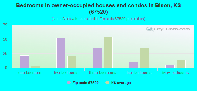 Bedrooms in owner-occupied houses and condos in Bison, KS (67520) 
