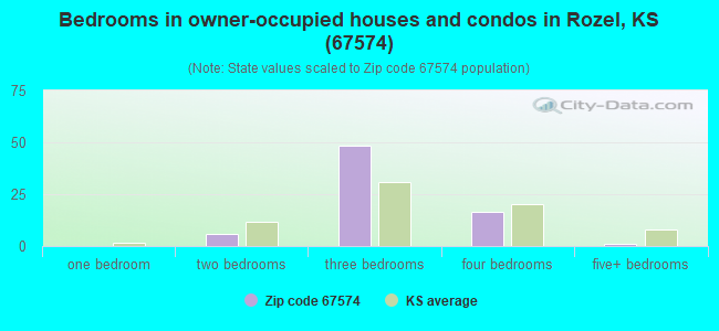 Bedrooms in owner-occupied houses and condos in Rozel, KS (67574) 