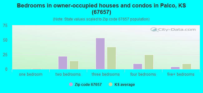 Bedrooms in owner-occupied houses and condos in Palco, KS (67657) 