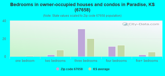 Bedrooms in owner-occupied houses and condos in Paradise, KS (67658) 