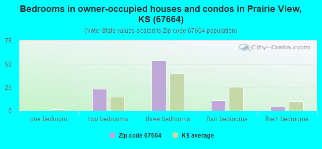 Bedrooms in owner-occupied houses and condos in Prairie View, KS (67664) 