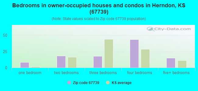 Bedrooms in owner-occupied houses and condos in Herndon, KS (67739) 