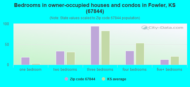 Bedrooms in owner-occupied houses and condos in Fowler, KS (67844) 