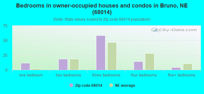 Bedrooms in owner-occupied houses and condos in Bruno, NE (68014) 