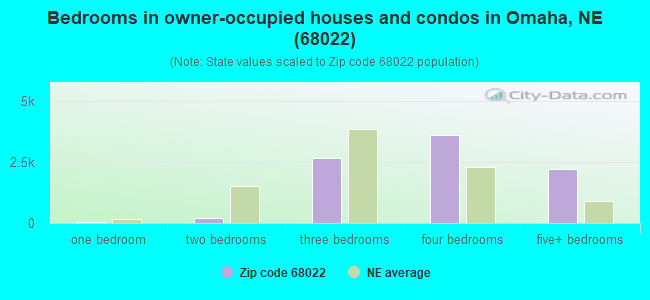 Bedrooms in owner-occupied houses and condos in Omaha, NE (68022) 