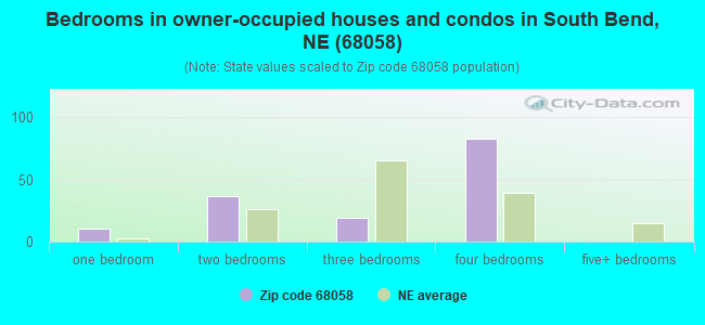 Bedrooms in owner-occupied houses and condos in South Bend, NE (68058) 