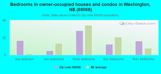 Bedrooms in owner-occupied houses and condos in Washington, NE (68068) 