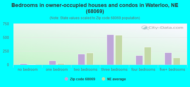 Bedrooms in owner-occupied houses and condos in Waterloo, NE (68069) 