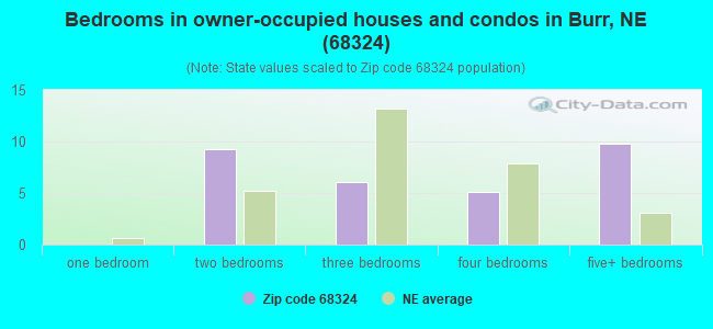 Bedrooms in owner-occupied houses and condos in Burr, NE (68324) 