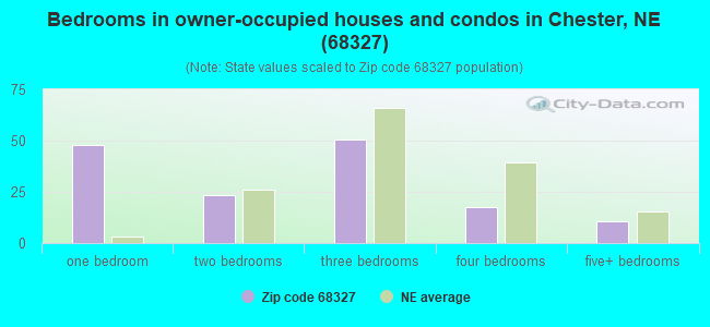 Bedrooms in owner-occupied houses and condos in Chester, NE (68327) 