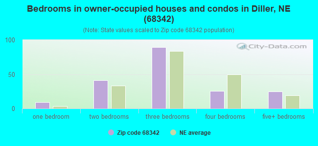 Bedrooms in owner-occupied houses and condos in Diller, NE (68342) 