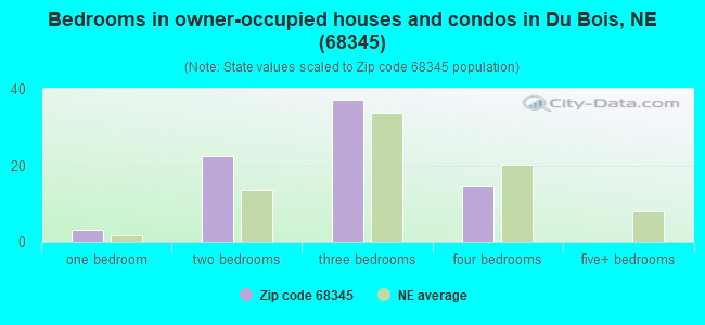 Bedrooms in owner-occupied houses and condos in Du Bois, NE (68345) 