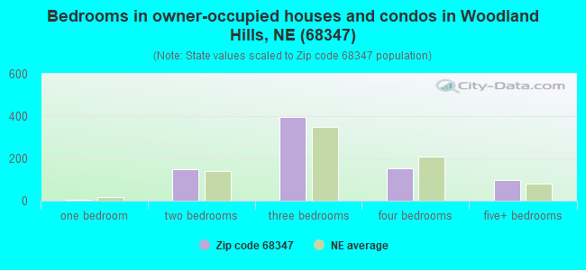 Bedrooms in owner-occupied houses and condos in Woodland Hills, NE (68347) 