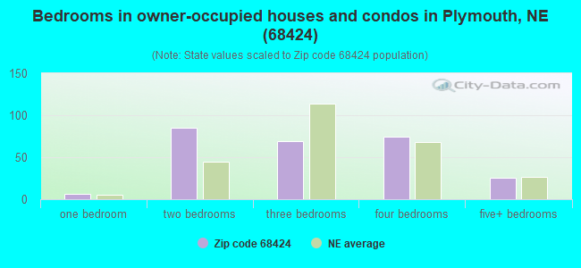 Bedrooms in owner-occupied houses and condos in Plymouth, NE (68424) 