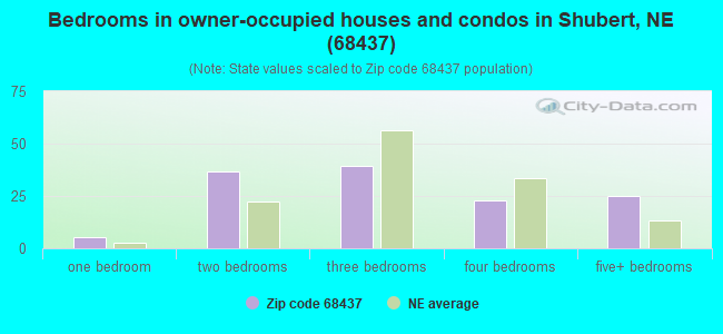 Bedrooms in owner-occupied houses and condos in Shubert, NE (68437) 
