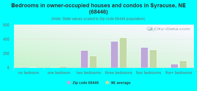 Bedrooms in owner-occupied houses and condos in Syracuse, NE (68446) 