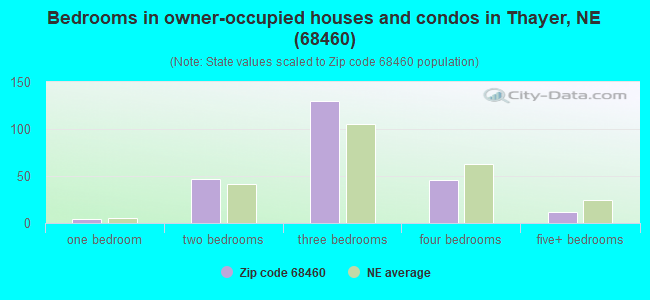 Bedrooms in owner-occupied houses and condos in Thayer, NE (68460) 