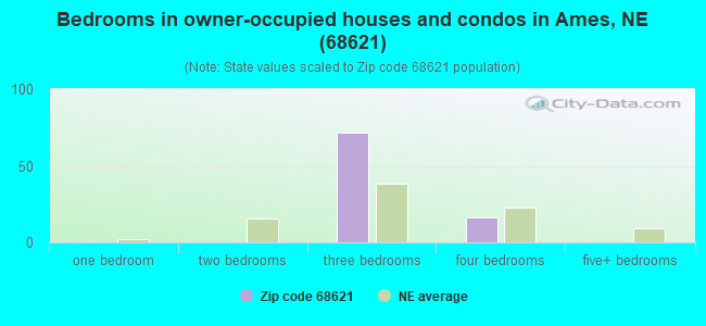 Bedrooms in owner-occupied houses and condos in Ames, NE (68621) 