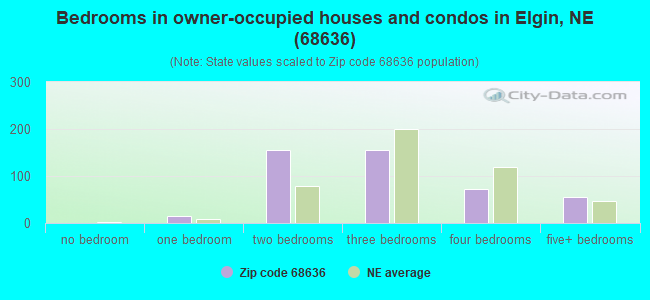 Bedrooms in owner-occupied houses and condos in Elgin, NE (68636) 