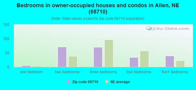 Bedrooms in owner-occupied houses and condos in Allen, NE (68710) 