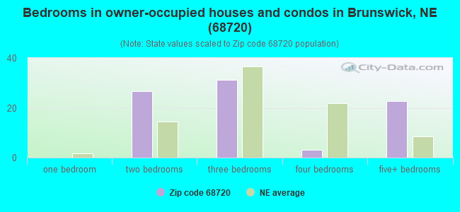 Bedrooms in owner-occupied houses and condos in Brunswick, NE (68720) 