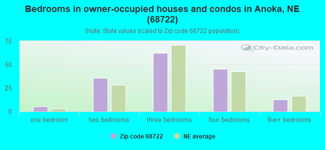 Bedrooms in owner-occupied houses and condos in Anoka, NE (68722) 