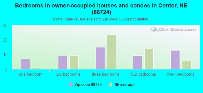 Bedrooms in owner-occupied houses and condos in Center, NE (68724) 