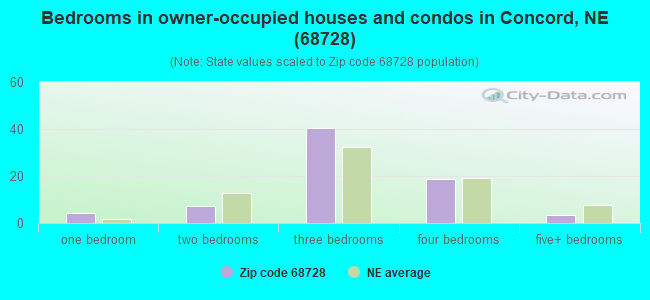 Bedrooms in owner-occupied houses and condos in Concord, NE (68728) 