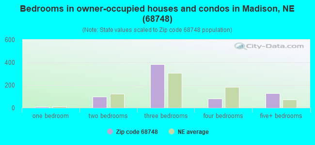 Bedrooms in owner-occupied houses and condos in Madison, NE (68748) 