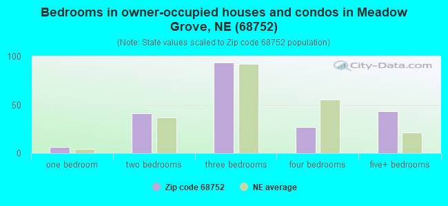 Bedrooms in owner-occupied houses and condos in Meadow Grove, NE (68752) 