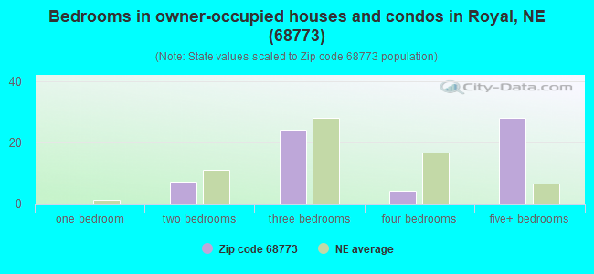 Bedrooms in owner-occupied houses and condos in Royal, NE (68773) 