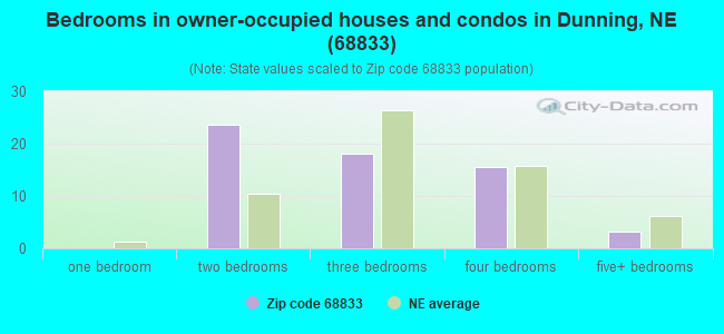 Bedrooms in owner-occupied houses and condos in Dunning, NE (68833) 