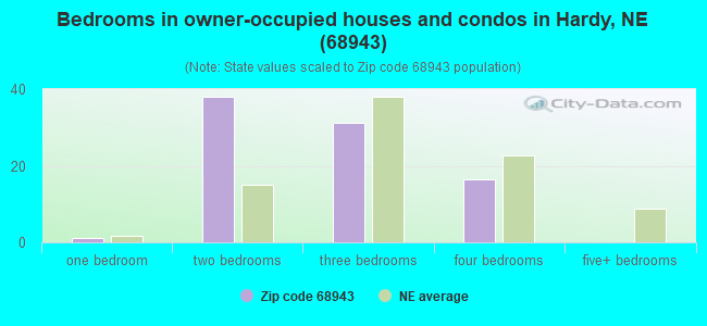 Bedrooms in owner-occupied houses and condos in Hardy, NE (68943) 