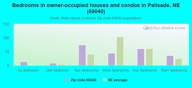 Bedrooms in owner-occupied houses and condos in Palisade, NE (69040) 