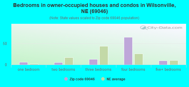 Bedrooms in owner-occupied houses and condos in Wilsonville, NE (69046) 