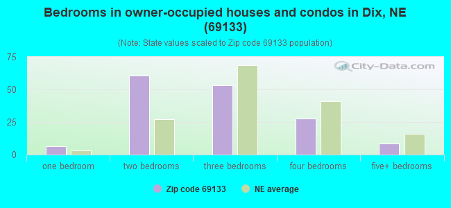 Bedrooms in owner-occupied houses and condos in Dix, NE (69133) 