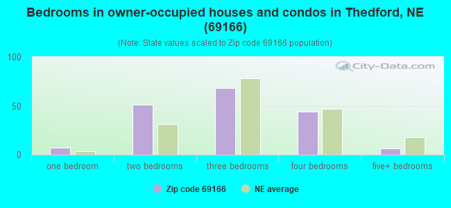 Bedrooms in owner-occupied houses and condos in Thedford, NE (69166) 