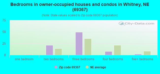 Bedrooms in owner-occupied houses and condos in Whitney, NE (69367) 