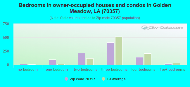 Bedrooms in owner-occupied houses and condos in Golden Meadow, LA (70357) 