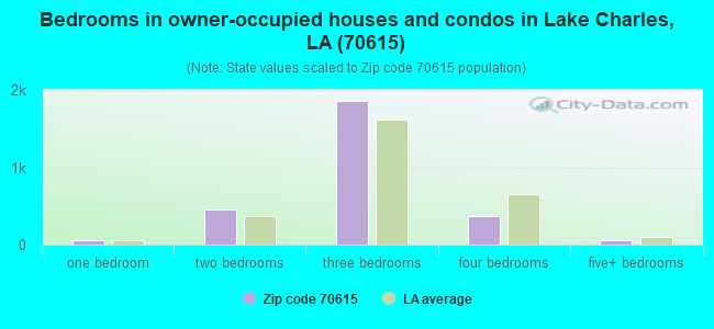 Bedrooms in owner-occupied houses and condos in Lake Charles, LA (70615) 