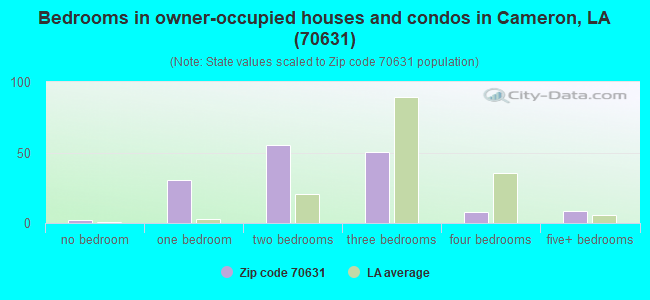 Bedrooms in owner-occupied houses and condos in Cameron, LA (70631) 