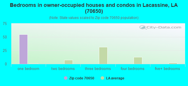 Bedrooms in owner-occupied houses and condos in Lacassine, LA (70650) 