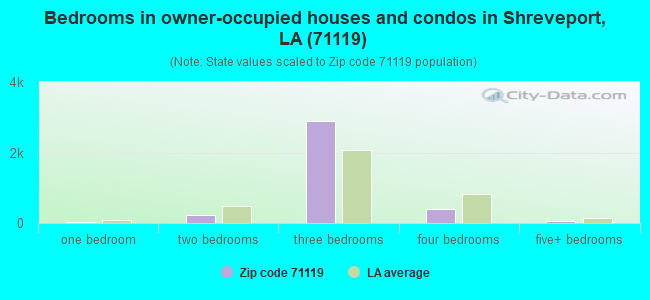 Bedrooms in owner-occupied houses and condos in Shreveport, LA (71119) 
