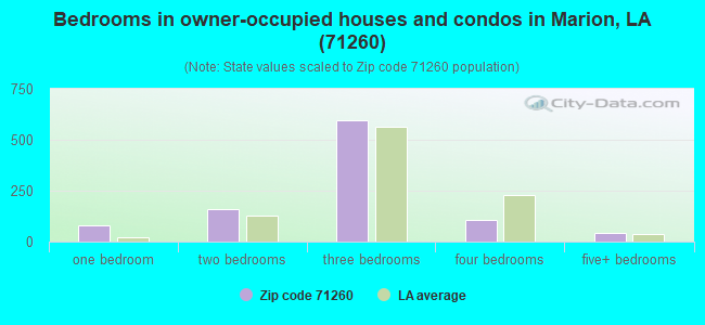 Bedrooms in owner-occupied houses and condos in Marion, LA (71260) 