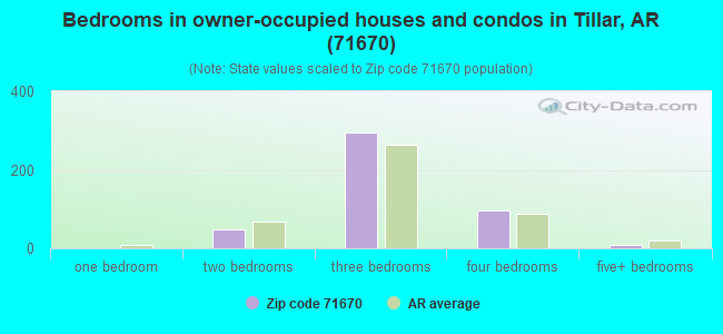 Bedrooms in owner-occupied houses and condos in Tillar, AR (71670) 