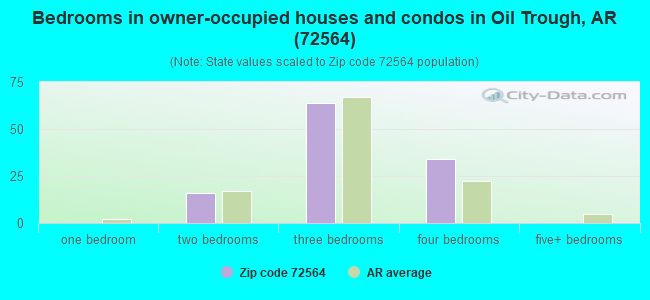 Bedrooms in owner-occupied houses and condos in Oil Trough, AR (72564) 