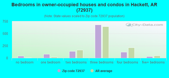 Bedrooms in owner-occupied houses and condos in Hackett, AR (72937) 